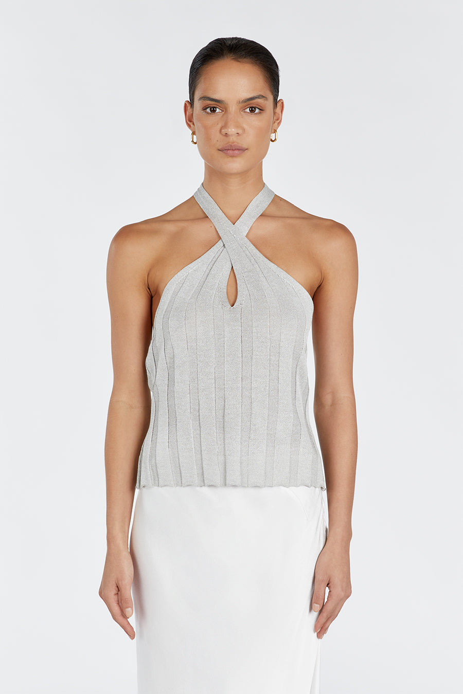 EVERLY SILVER TWIST KNIT TOP