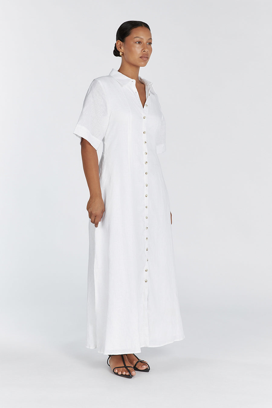 FRANNIE WHITE LINEN SHIRT DRESS