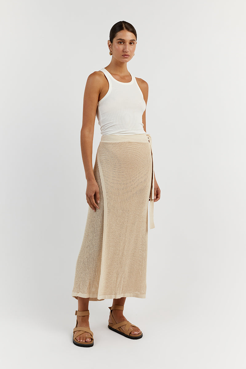 OPHELIA NATURAL CROCHET WRAP SKIRT