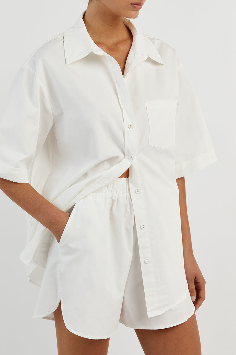 MAXIE WHITE COTTON SCOOP SHORT