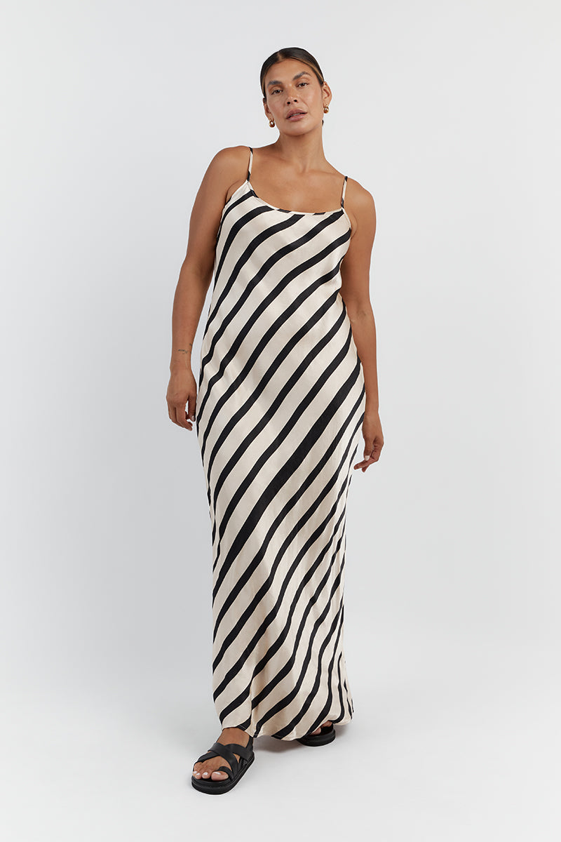 PIPPA STONE SATIN SLIP MIDI DRESS