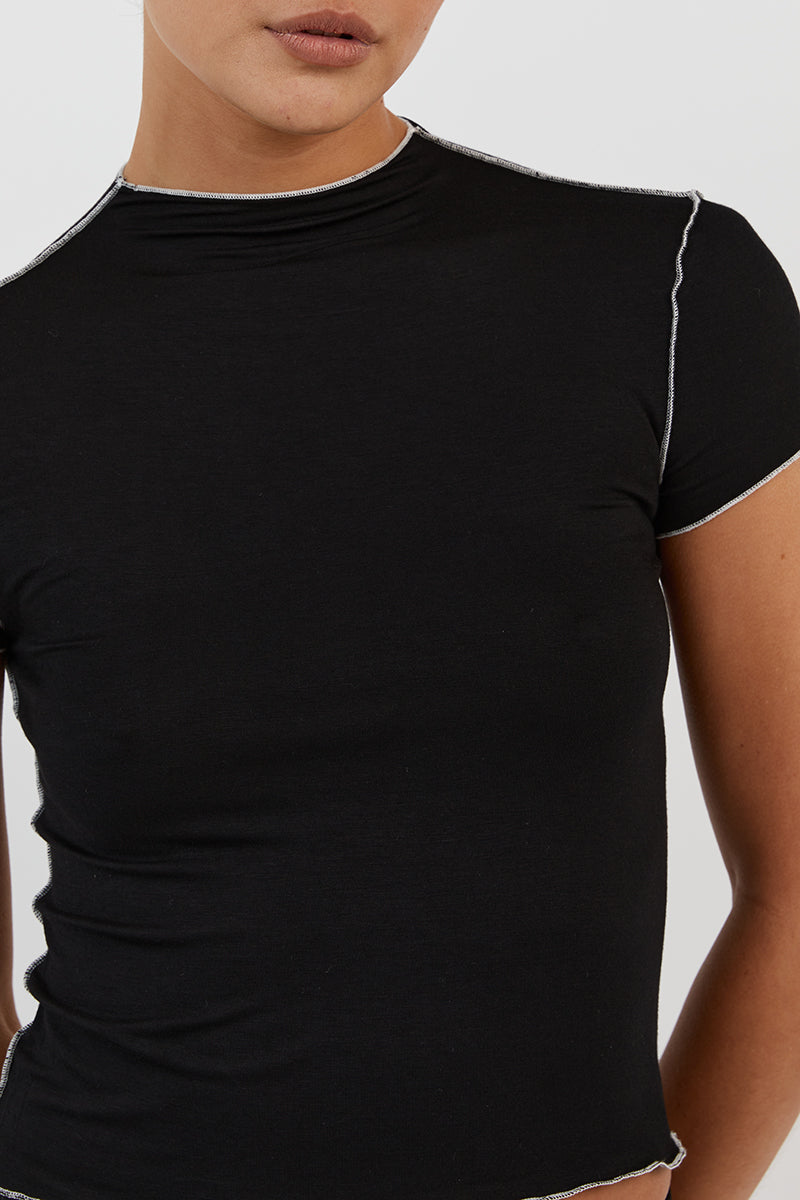 SOHO BLACK CAP SLEEVE TOP