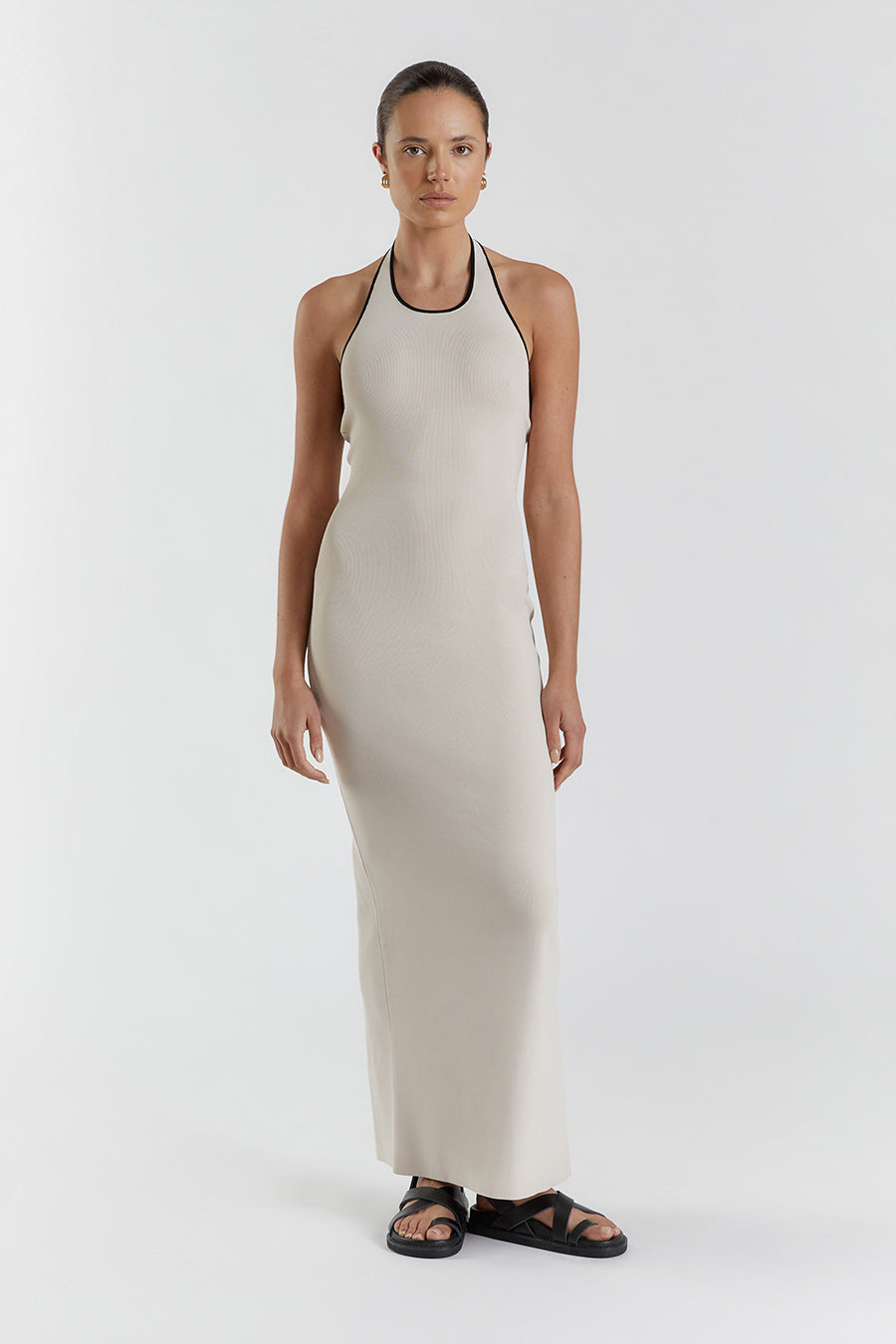KARLIE STONE BIND HALTER KNIT DRESS