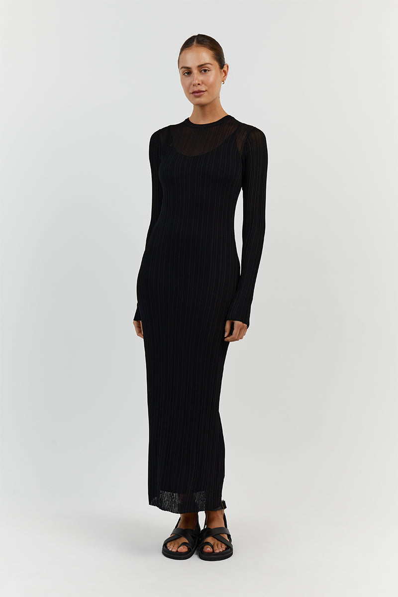 HARPER BLACK LONG SLEEVE KNIT DRESS