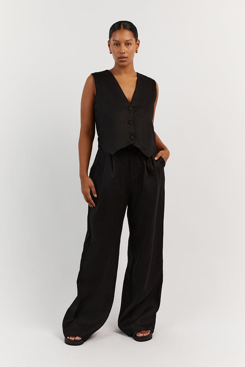 NORAH BLACK LINEN PANT