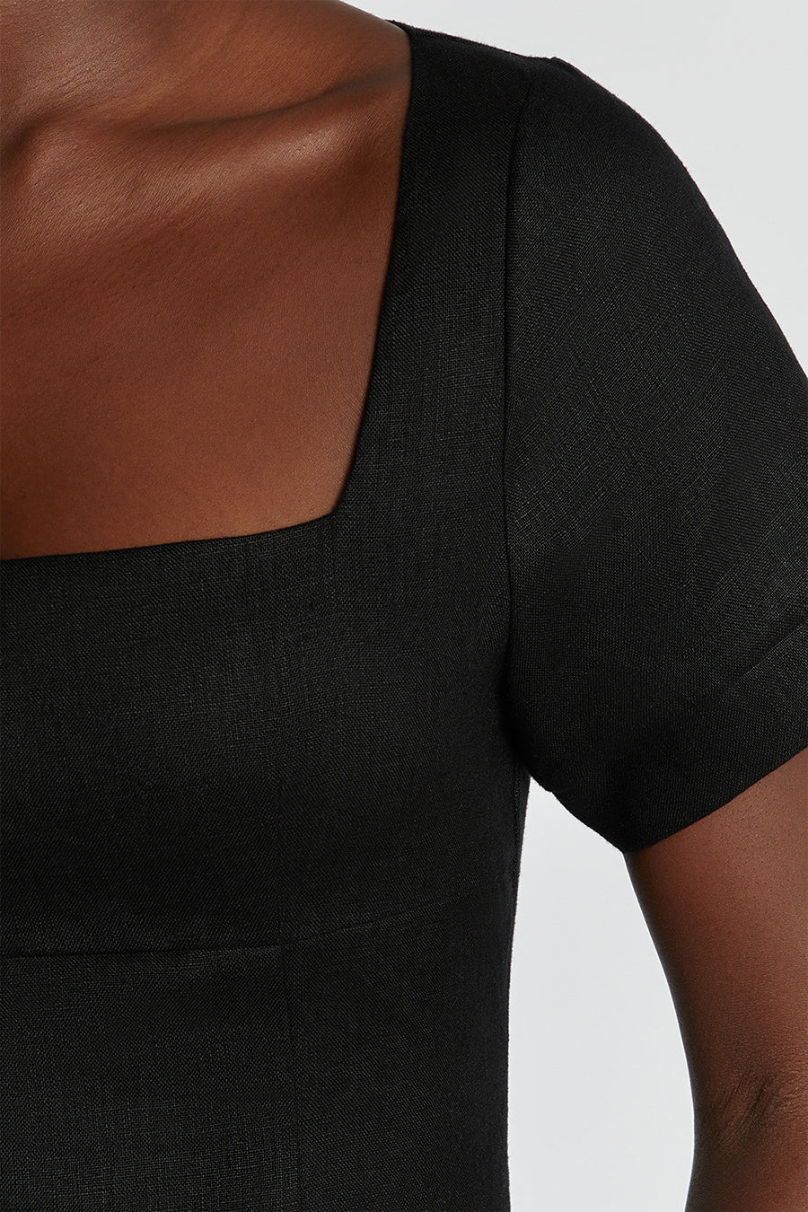 JAMIE BLACK LINEN MIDI DRESS