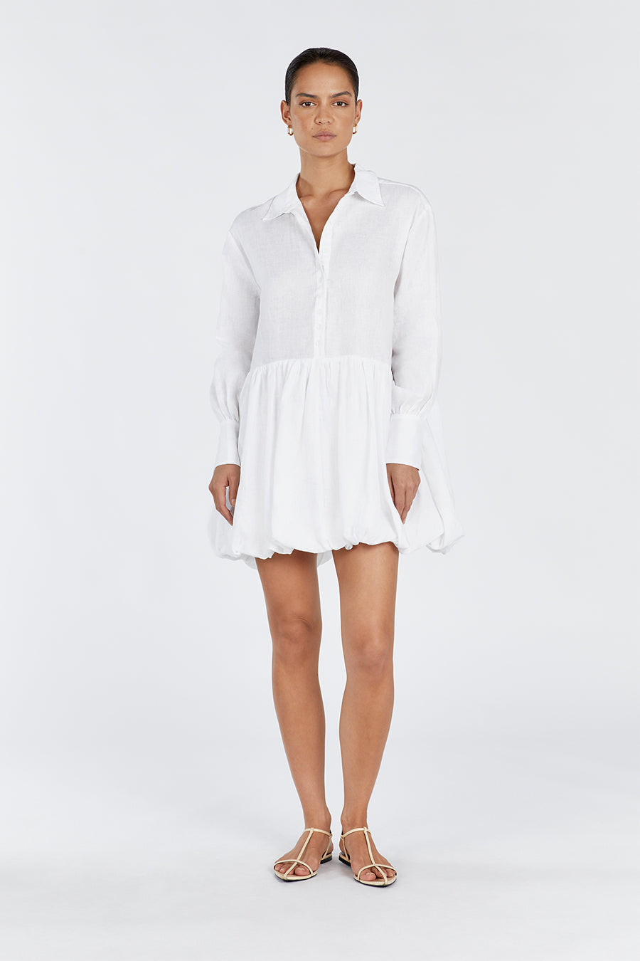 VIOLET WHITE LINEN MINI DRESS