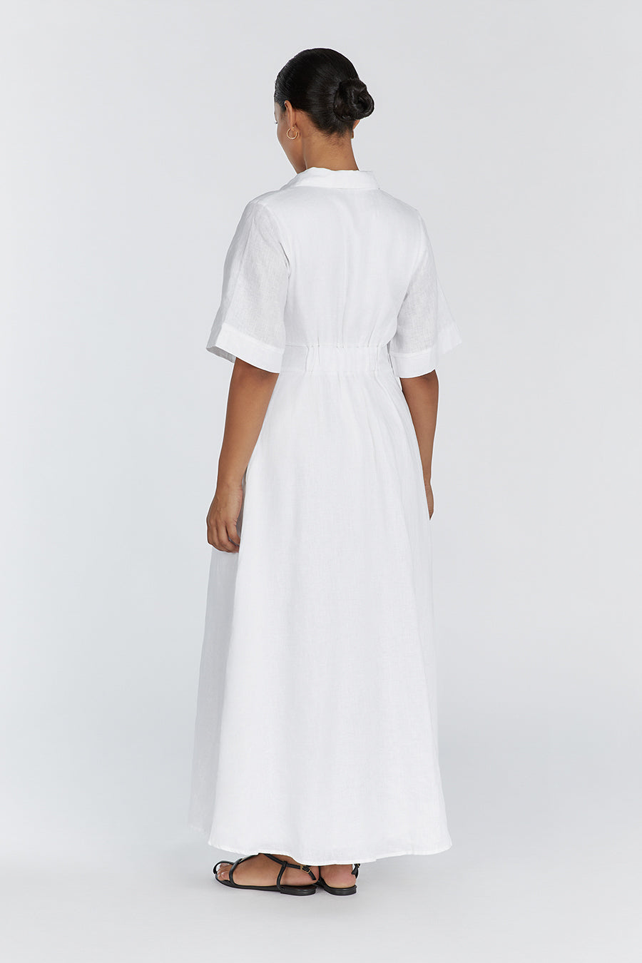 FRANNIE WHITE LINEN SHIRT DRESS