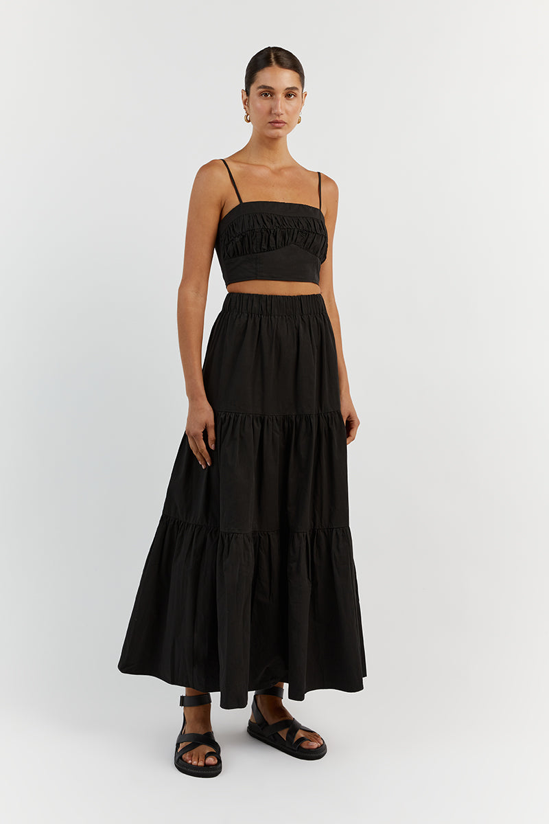 ELSA BLACK COTTON CROP TOP