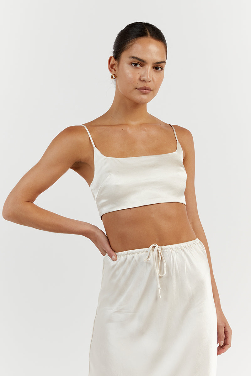 CHARLI PEARL SATIN CROP TOP