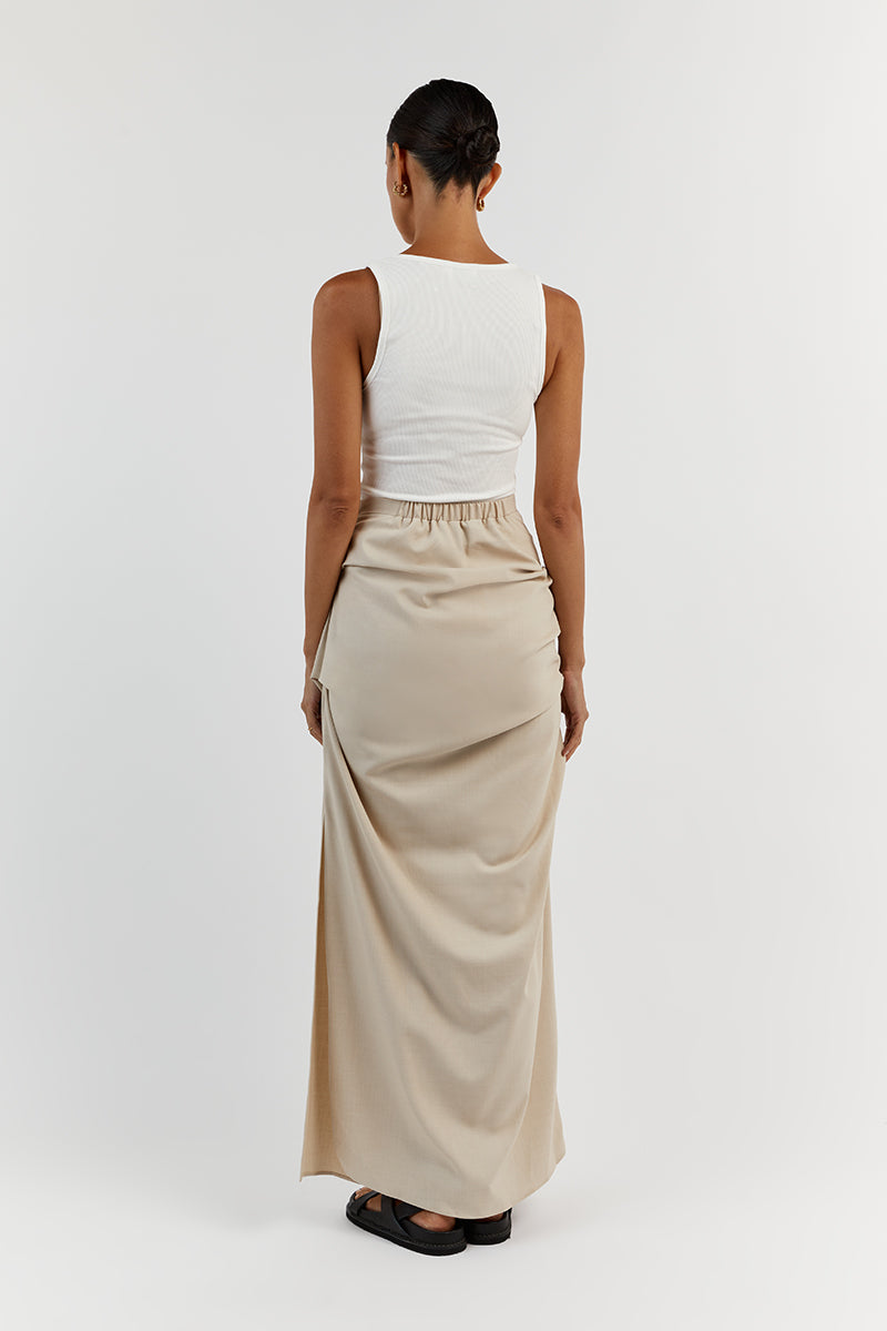 JAMIE RUCHED STONE MIDI SKIRT