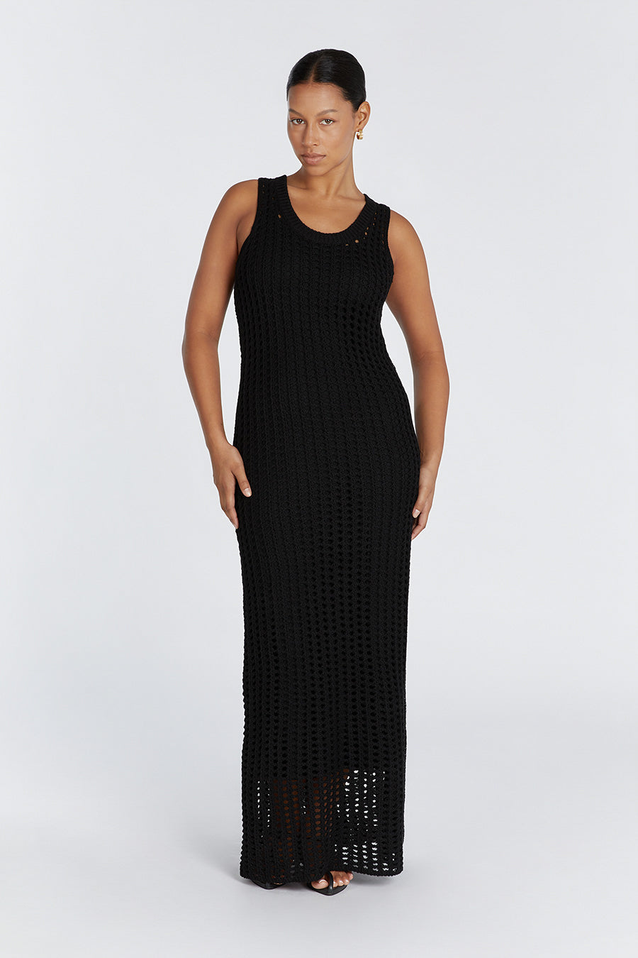 HUNTER BLACK CROCHET MAXI DRESS