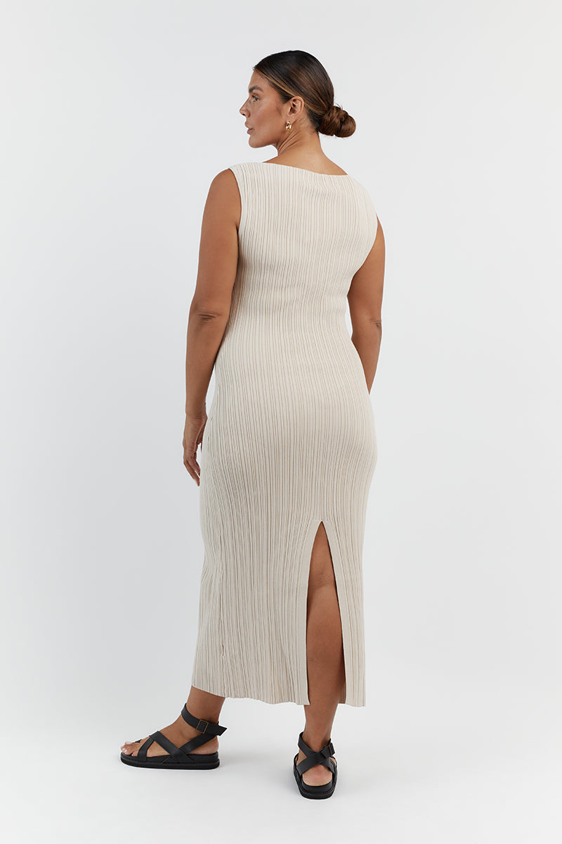 SIENNA STONE KNIT MIDI DRESS