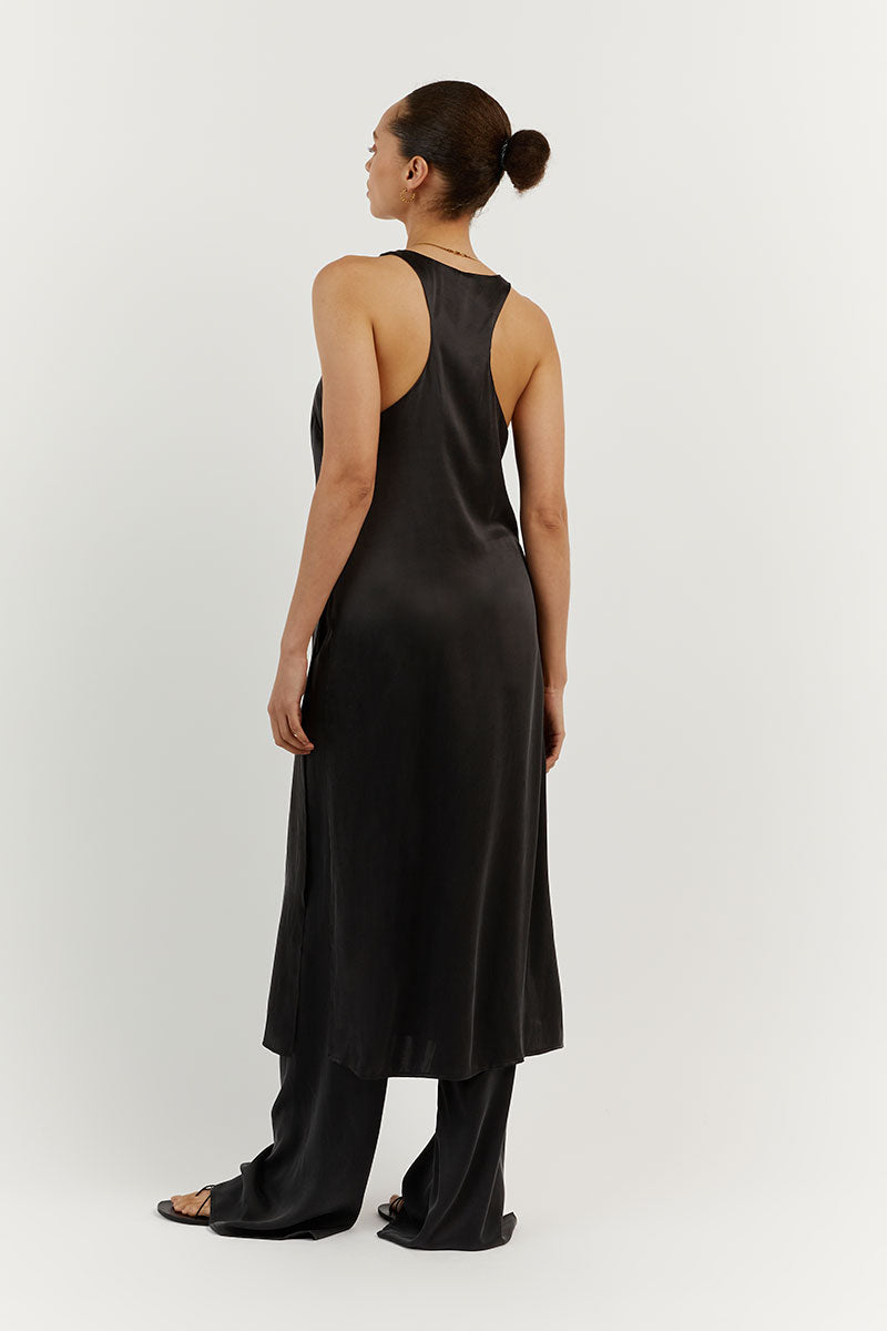 HARVEY BLACK SILK TUNIC TOP