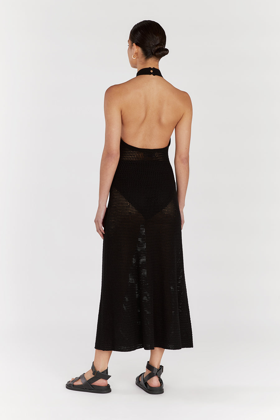 ZADIE BLACK CROCHET MIDI DRESS