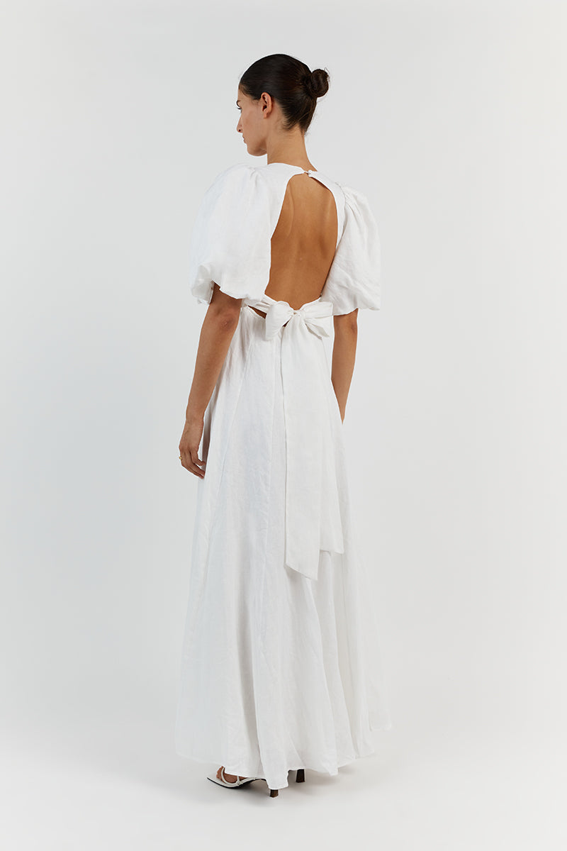 AISLE LINEN BACKLESS LONG DRESS