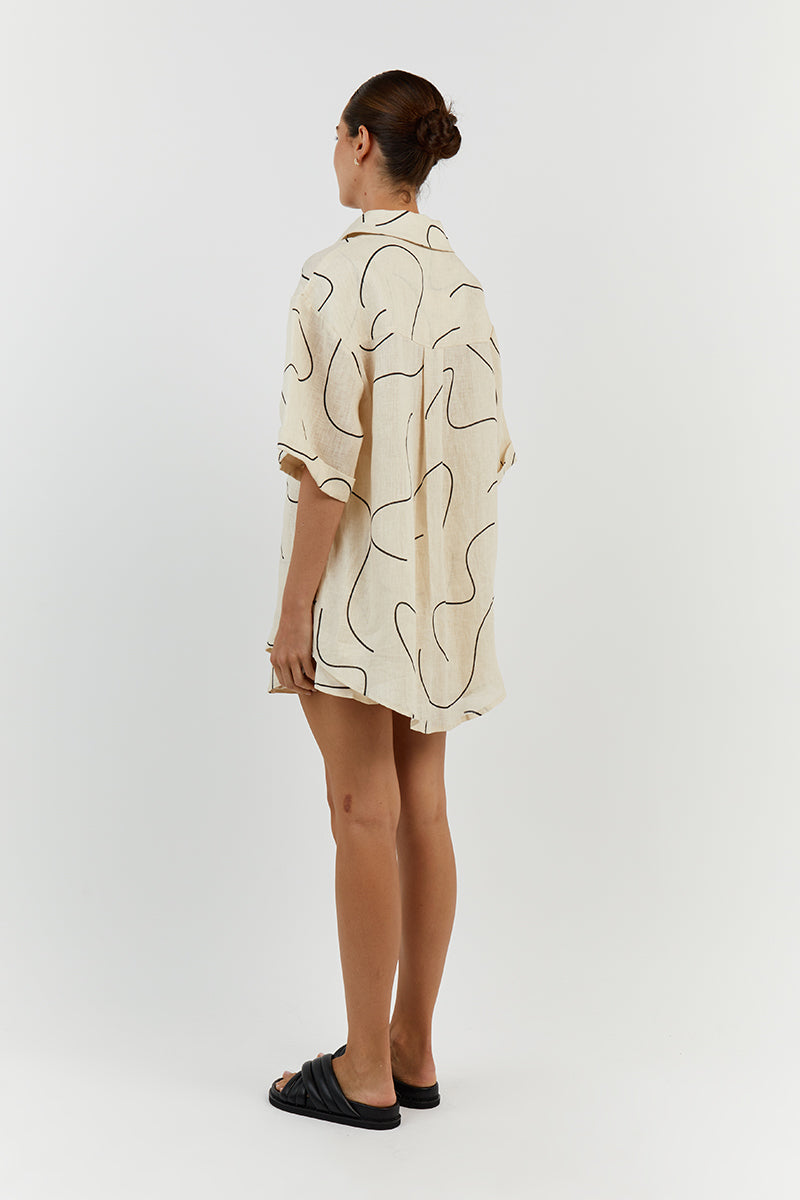 LUNA CREAM LINEN SCOOPED SHORT