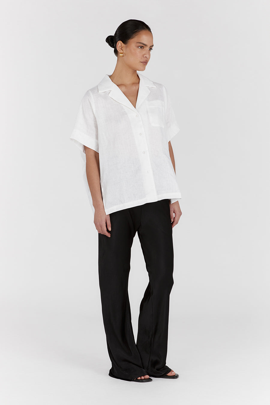 SIMONE BLACK SATIN BIAS CUT PANT