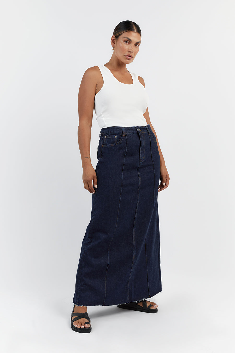 DELLA INDIGO COLUMN DENIM SKIRT