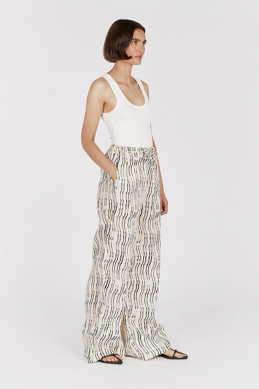 CLAIR CREAM STRIPE LINEN PANT