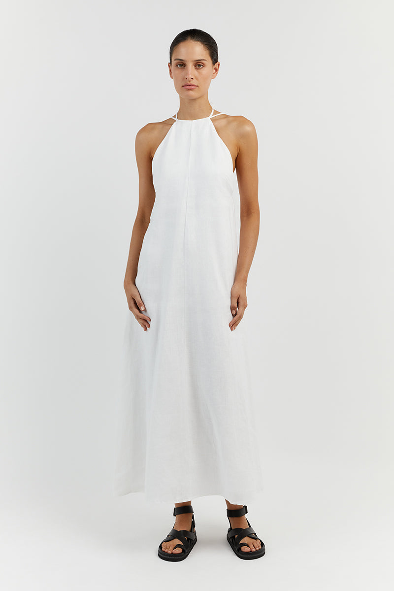 BREE WHITE LINEN MAXI DRESS