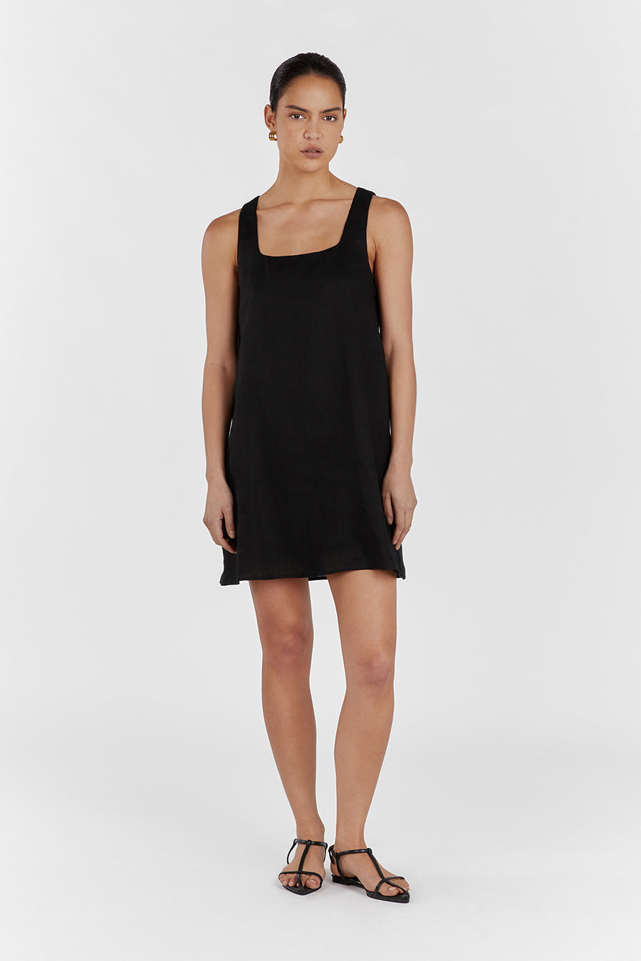 SHANNON BLACK LINEN MINI DRESS