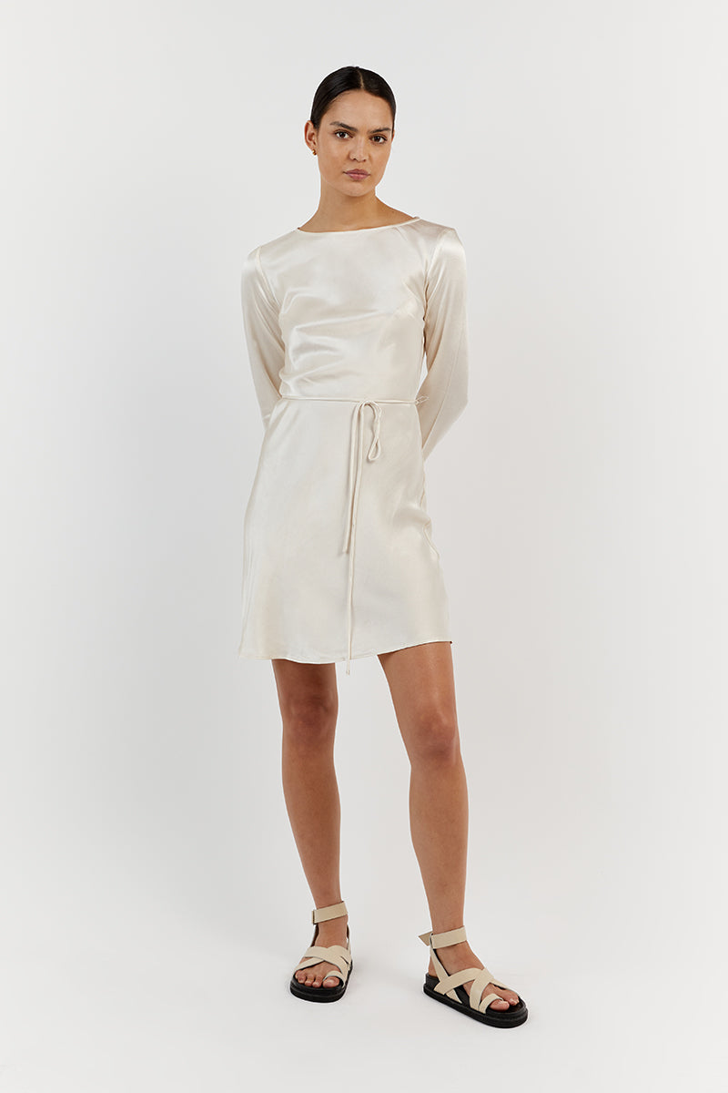 CHARLI PEARL SATIN SLIP MINI DRESS