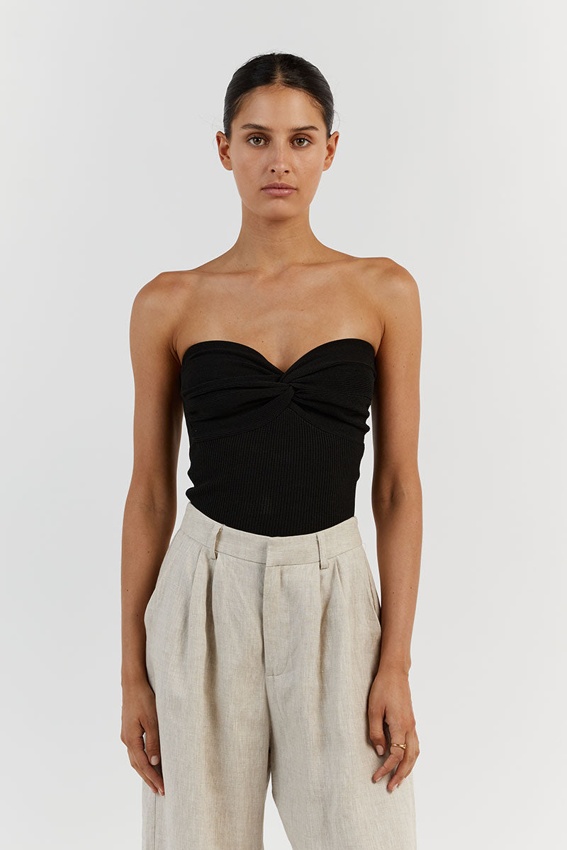 ANIKA TWISTED BLACK KNIT TOP