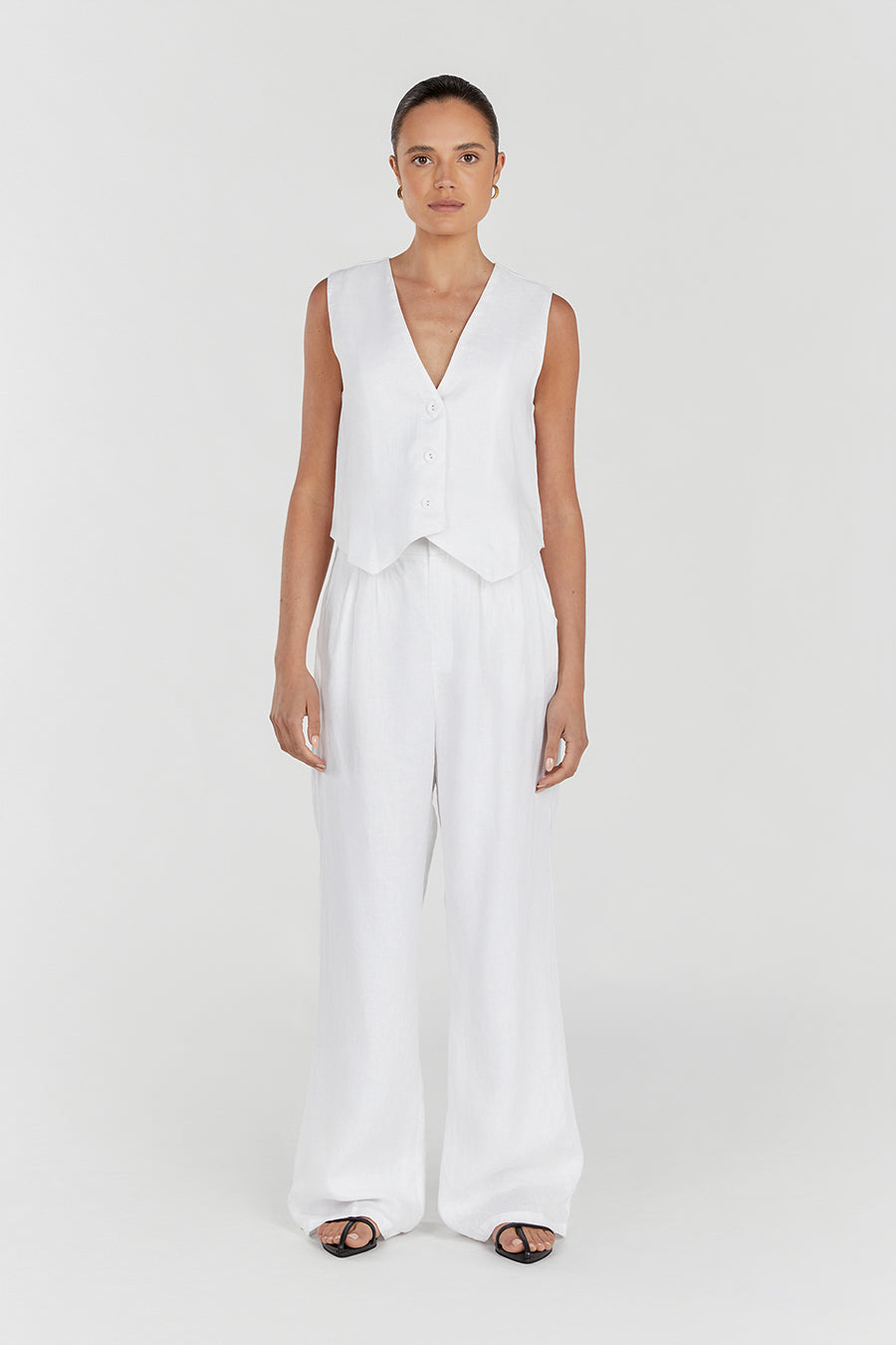 BANKS WHITE LINEN VEST