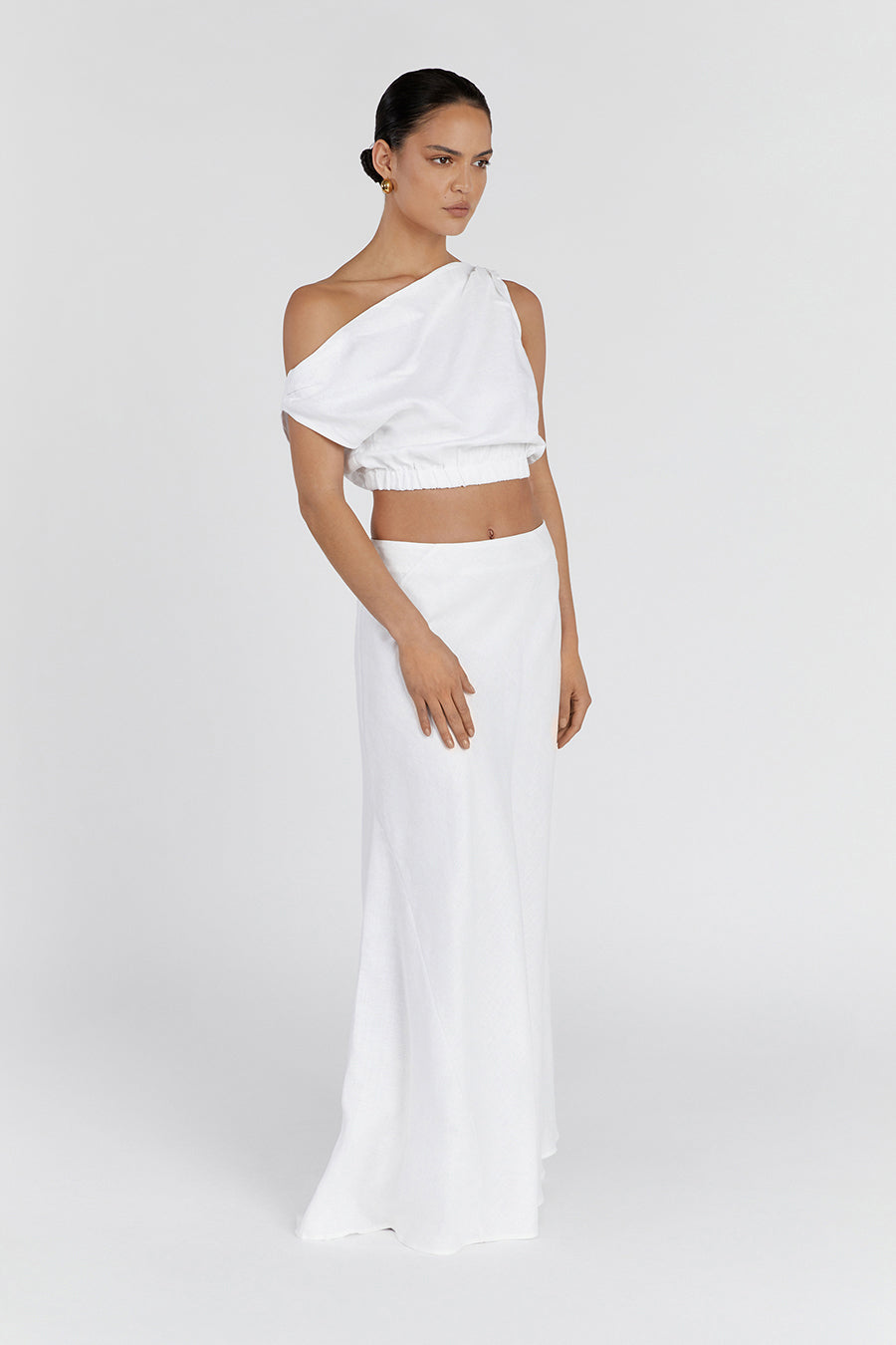 CASS WHITE LINEN CROP TOP