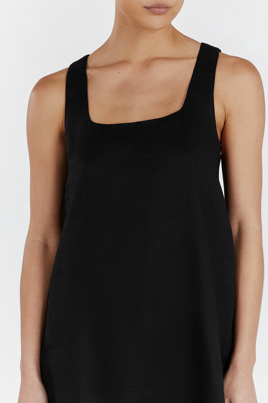 SHANNON BLACK LINEN MINI DRESS
