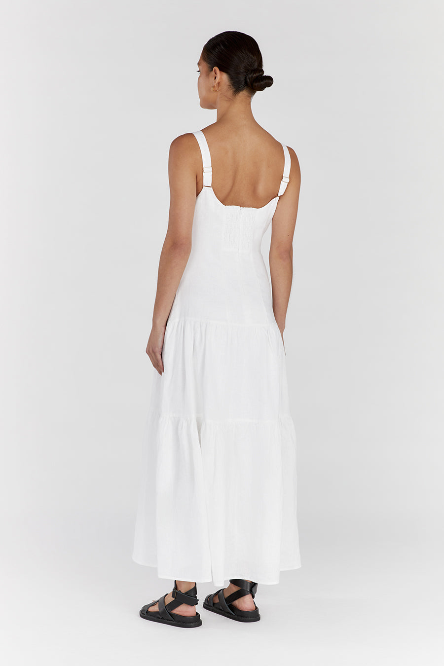 CAMILLE WHITE LINEN MAXI DRESS