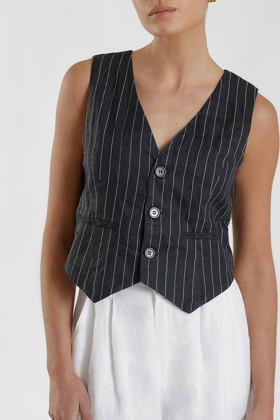 MARCEL BLACK PINSTRIPE VEST