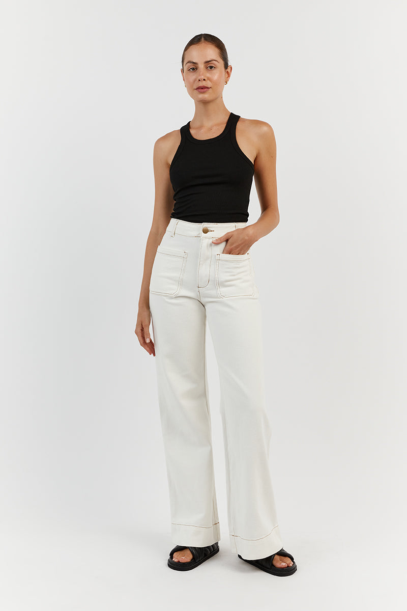 PERI OFF WHITE WIDE LEG DENIM JEAN