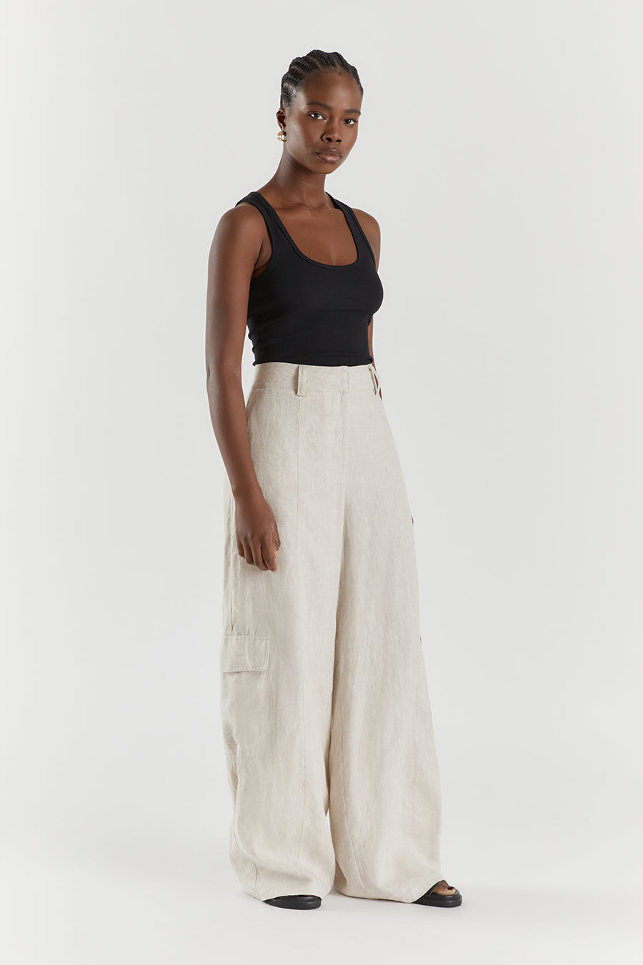ISLA NATURAL LINEN WIDE LEG PANT