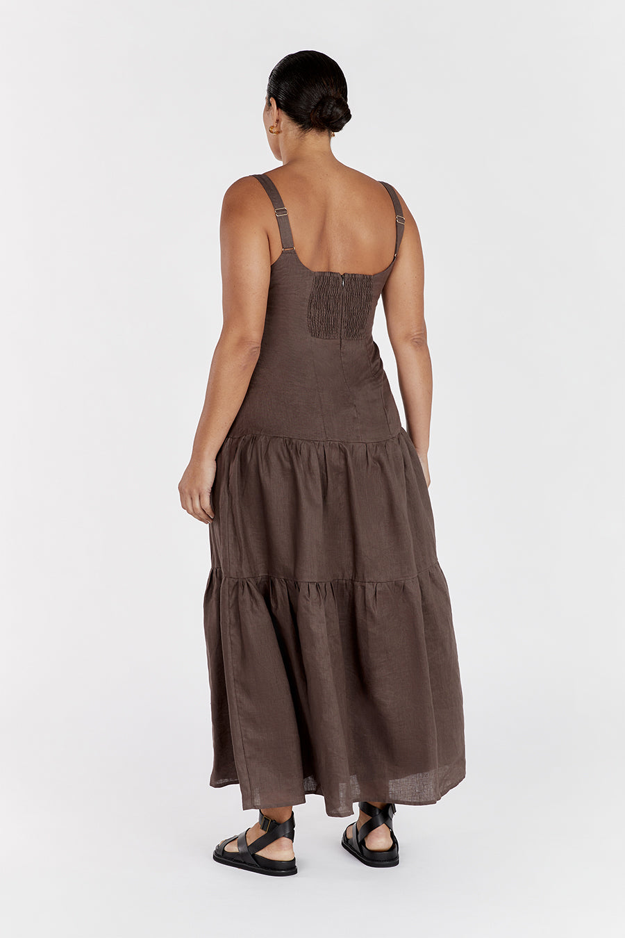 CAMILLE CHOCOLATE LINEN MAXI DRESS
