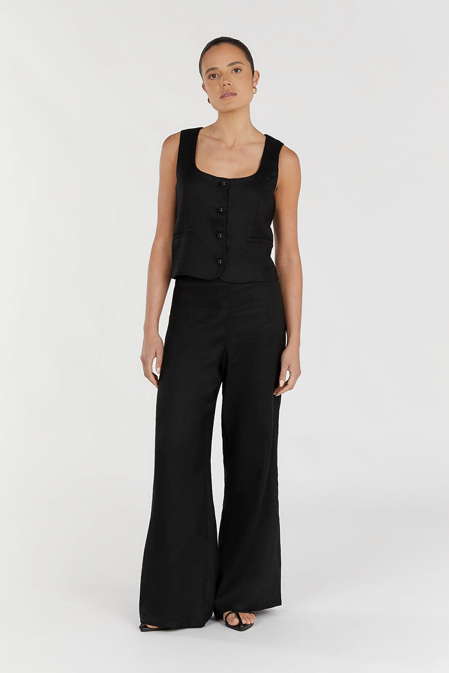 FLICK BLACK LINEN PANT