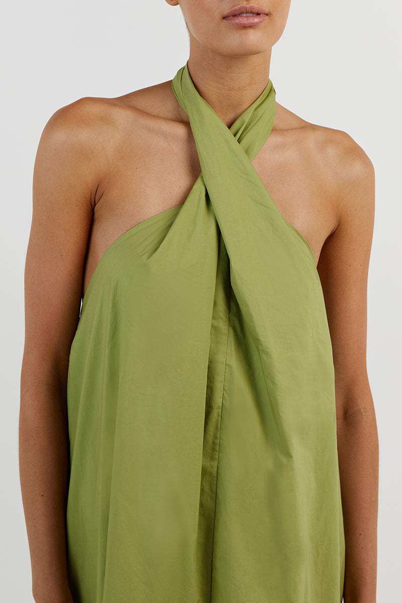 OLIVIA LIME COTTON MIDI DRESS