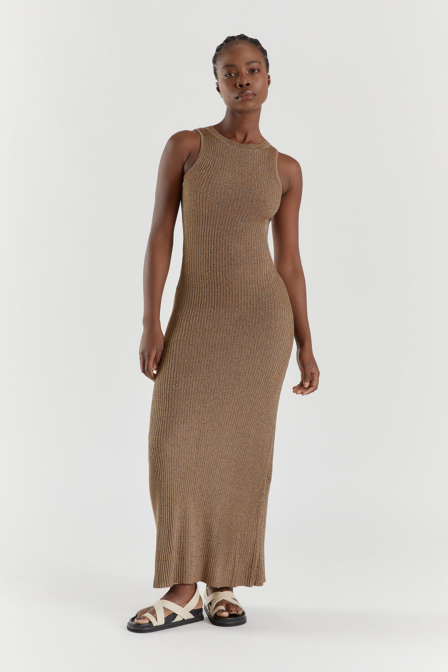 ZANTHE CHOC MARLE KNIT MAXI DRESS
