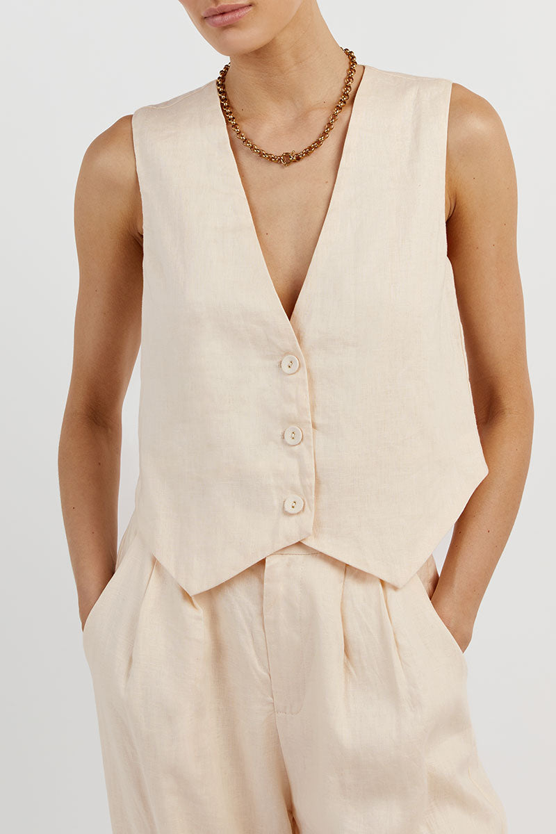 BANKS BUTTER LINEN VEST