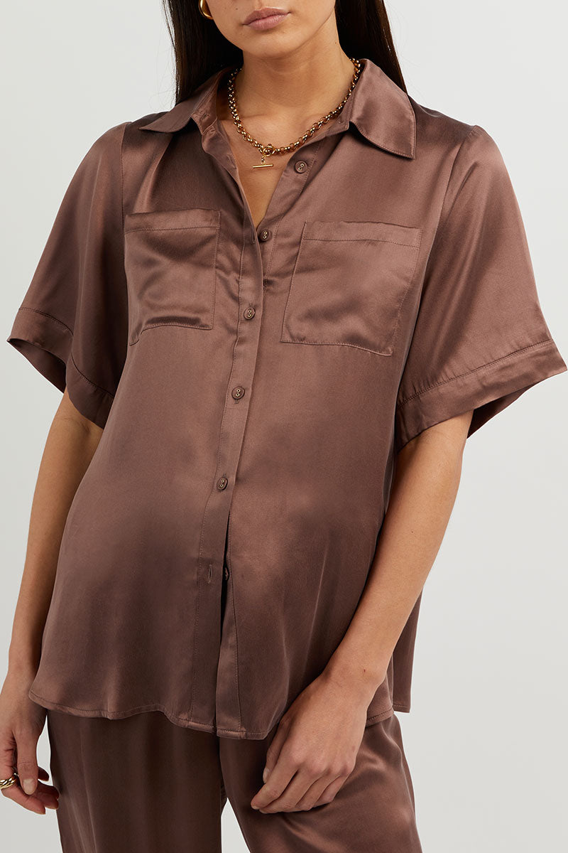 EVANS CHOCOLATE SILK VACATION SHIRT