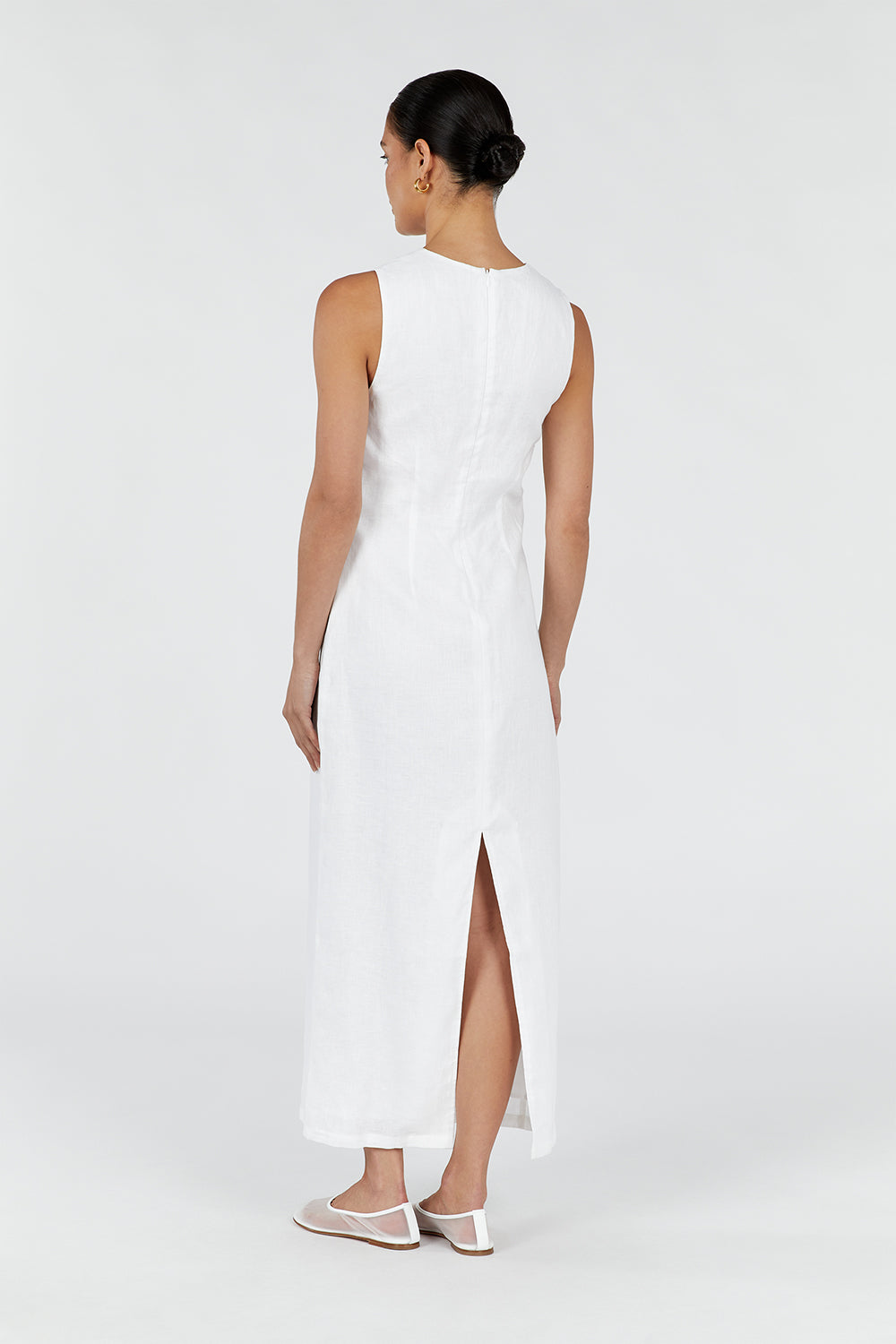 BERTIE WHITE LINEN MIDI DRESS