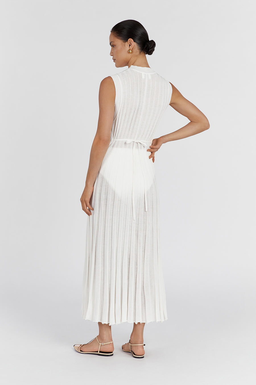 ASTRID OFF WHITE SCOOP MIDI DRESS