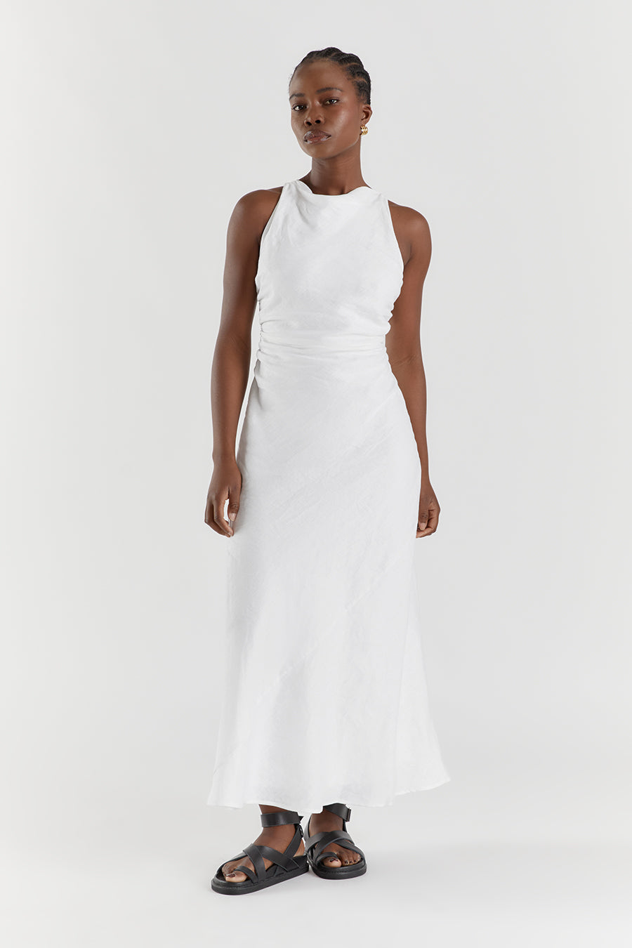 ROSE WHITE LINEN MAXI DRESS