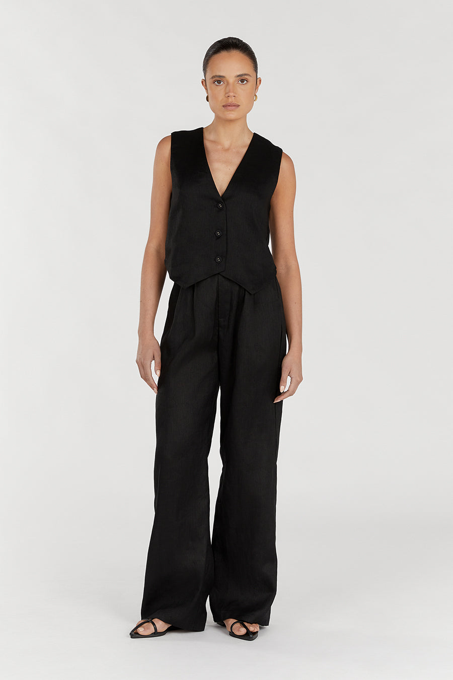 NORAH BLACK LINEN PANT