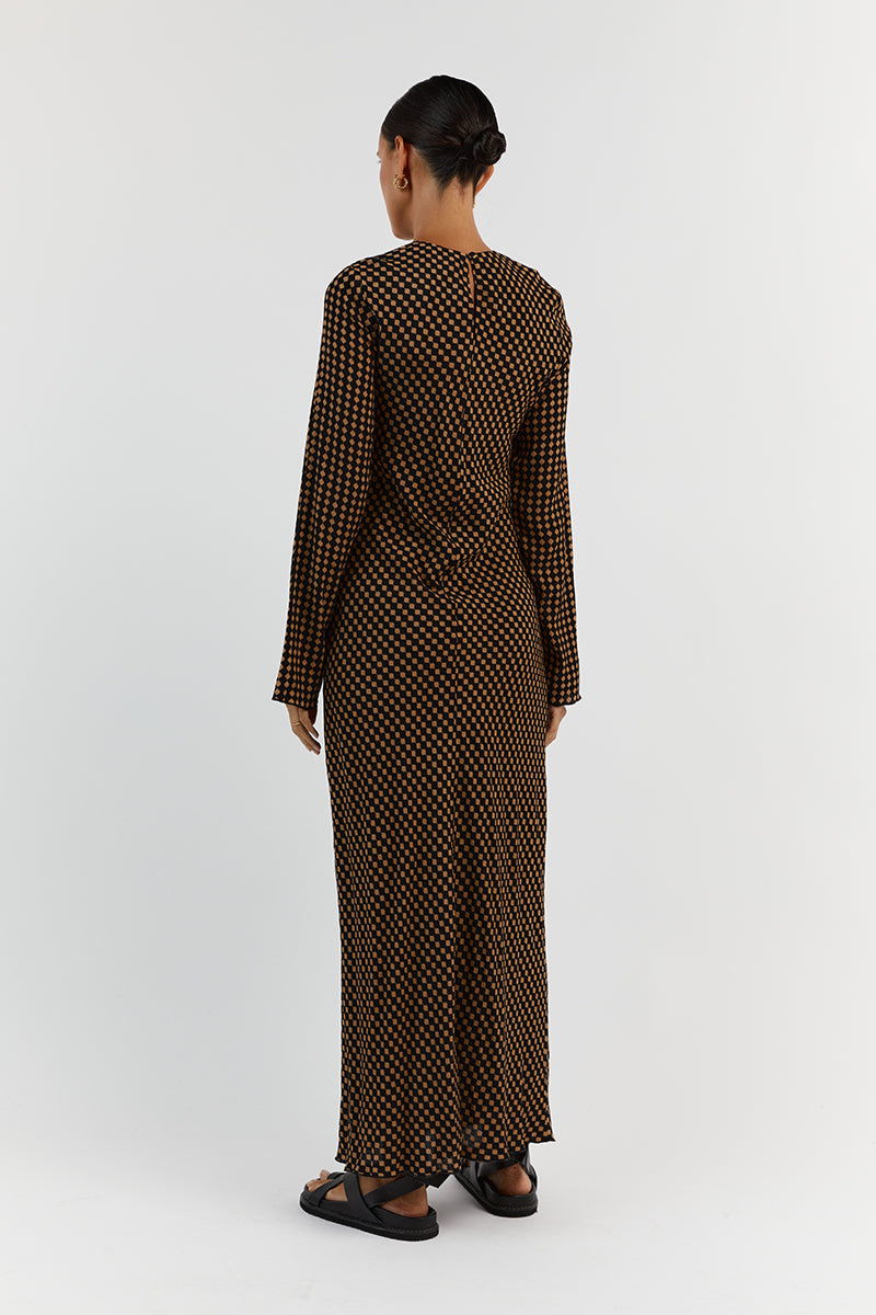 MILA CARAMEL SLEEVED MIDI DRESS