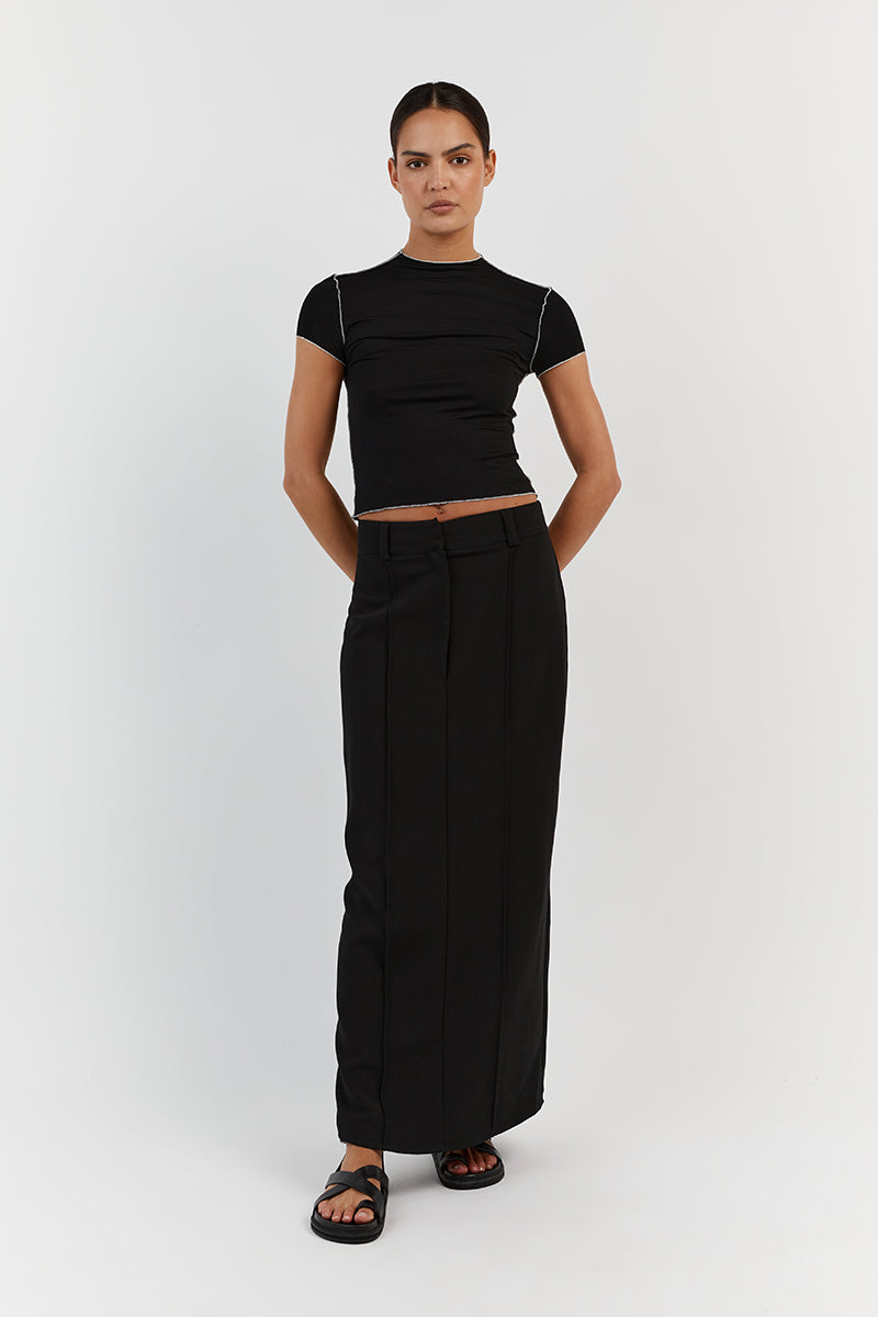 SOHO BLACK CAP SLEEVE TOP