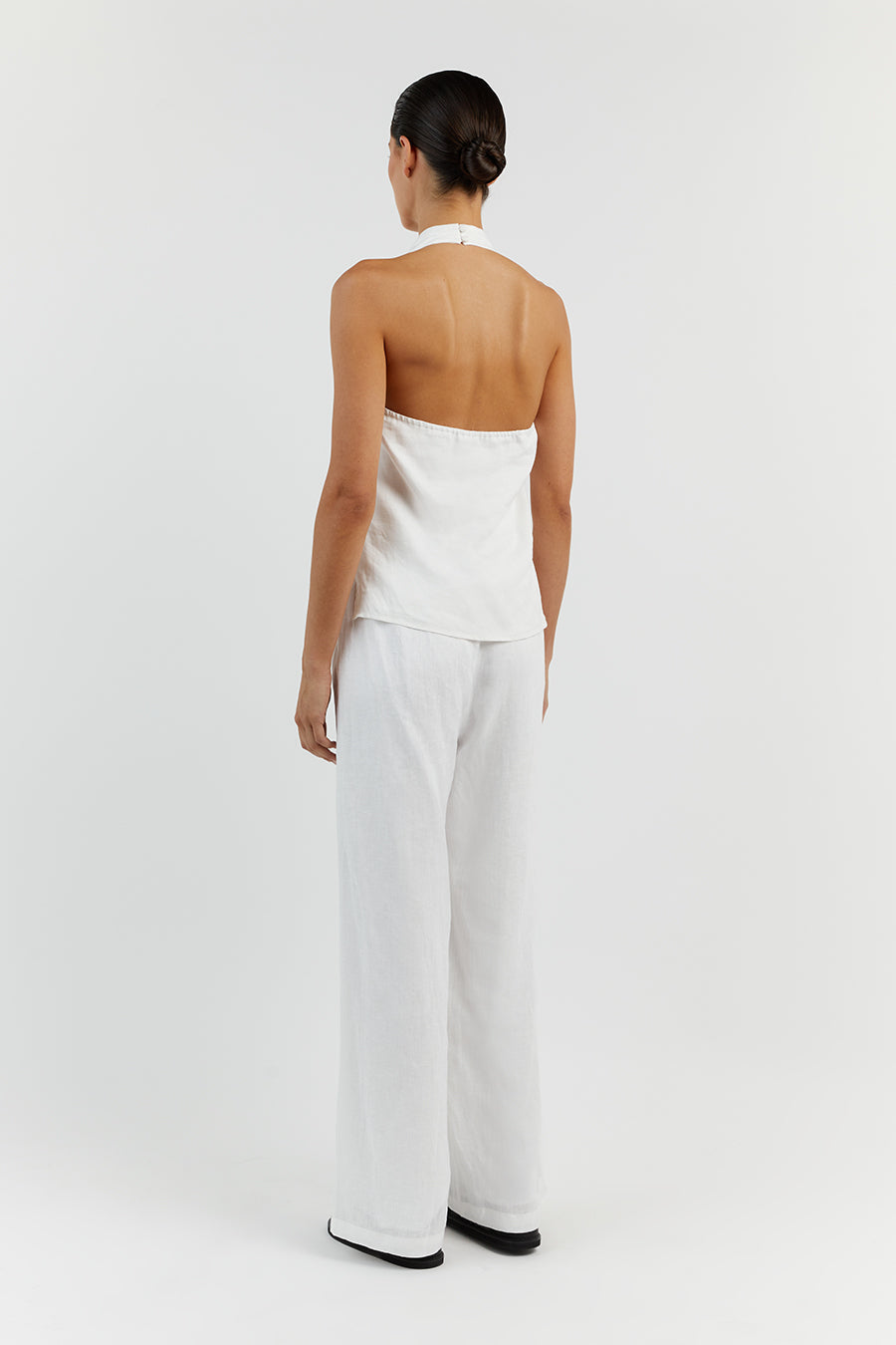 ZOEY WHITE LINEN ASYM TOP