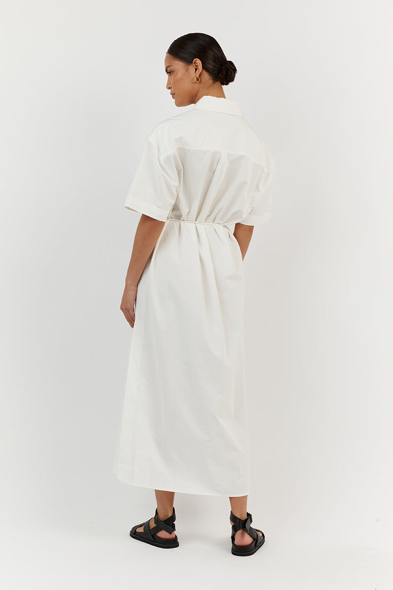 MAXIE WHITE COTTON SHIRT DRESS
