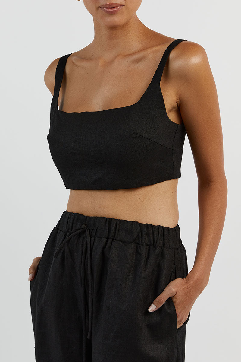 PENNY BLACK LINEN CROP TOP